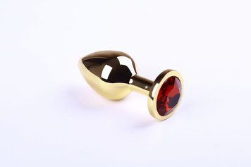 Анальна пробка з кристалом Swarovski Gold Ruby, розмір М 280912 фото