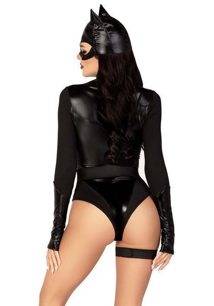 Эротический костюм кошечки Leg Avenue Fierce Feline, боди, пояс с подвязкой, маска кошки, XS, S, M, L SO9227 фото