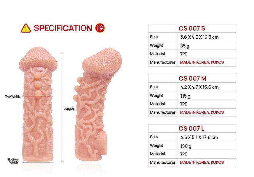 Насадка на член с отверстием для мошонки Kokos Extreme Sleeve CS 007-M, 15,6х4,7 см. SX1463 фото
