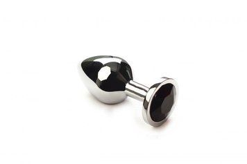 Анальна пробка з кристалом Swarovski Silver Black Diamond, розмір М 280940 фото