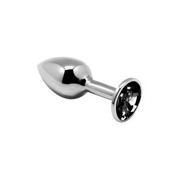 Металлическая анальная пробка с кристаллом Alive Mini Metal Butt Plug Black, размер S, 7х2,8 см. SO6011 фото