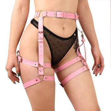 Гартери Art of Sex - Claire, натуральна шкіра, колір рожевий, XS-M, L-2XL SO7525 фото