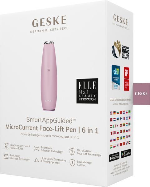 Микротоковая ручка для подтяжки лица GESKE MicroCurrent Face-Lift Pen 6в1 pink HB0126 фото