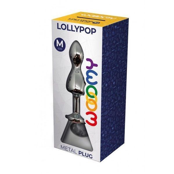 Металевий анальний затор Wooomy Lollypop Double Ball Metal Plug, розмір M, 9,4х3,1 см. SO7414 фото