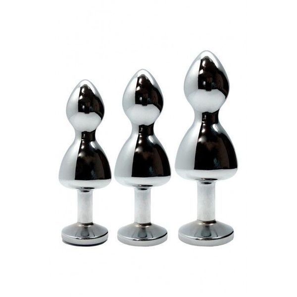 Металевий анальний затор Wooomy Lollypop Double Ball Metal Plug, розмір M, 9,4х3,1 см. SO7414 фото