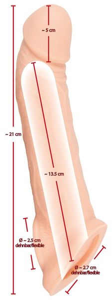 Удлиняющая насадка с петлей для мошонки Nature Skin Penis Sleeve With Extension, 21х4,5 см. 61325329830000 фото