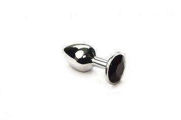 Анальна пробка з кристалом Swarovski Silver Black Diamond, розмір S 280950 фото