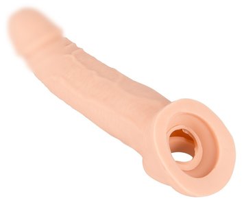 Удлиняющая насадка с петлей для мошонки Nature Skin Penis Sleeve With Extension, 21х4,5 см. 61325329830000 фото