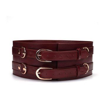 Кожаный пояс для бондажа Liebe Seele Wine Red Waist Cuff, размер S SO9460 фото