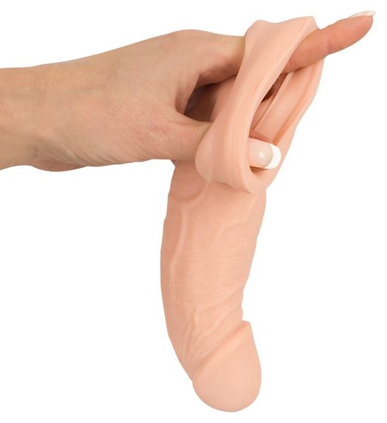 Удлиняющая насадка с петлей для мошонки Nature Skin Penis Sleeve With Extension, 21х4,5 см. 61325329830000 фото