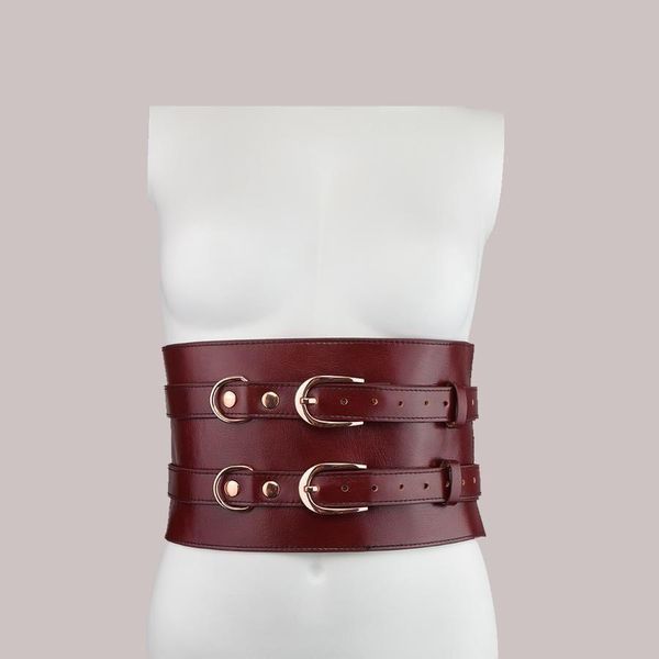Шкіряний пояс для бондажу Liebe Seele Wine Red Waist Cuff, розмір S SO9460 фото