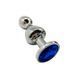 Металевий анальний затор Wooomy Lollypop Double Ball Metal Plug Blue, розмір M, 9,4х3,1 см. SO7422 фото 1
