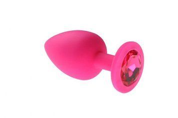 Анальний корок, Pink Silicone Rose Rhodolite, L, 9х4 см. 280233 фото