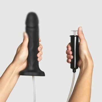 Фалоімітатор із еякуляцією Strap-On-Me Squirting Cum Dildo Realistic Black, 17,8 х3, 9 см. SO9017 фото