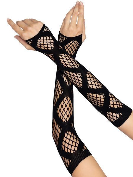 Довгі рукавички у велику сітку Leg Avenue Faux wrap net arm warmers One size Black SO8574 фото