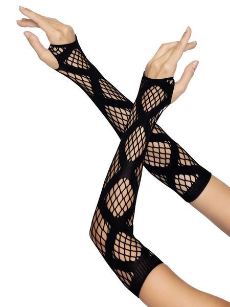 Довгі рукавички у велику сітку Leg Avenue Faux wrap net arm warmers One size Black SO8574 фото