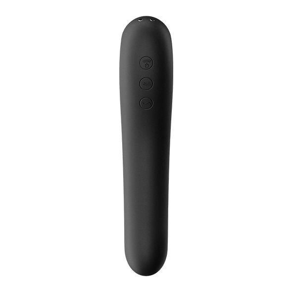 Вакуумный клиторальный стимулятор с вибрацией Satisfyer Dual Kiss Black, 18,5х4 см. SO6114 фото