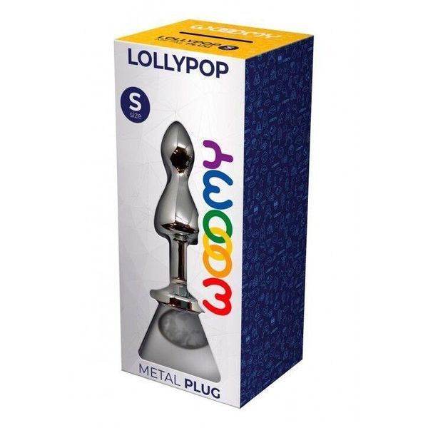 Металевий анальний затор Wooomy Lollypop Double Ball Metal Plug, розмір S, 8,5х2,8 см. SO7417 фото