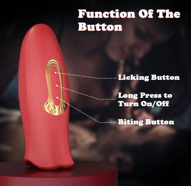 Кліторальний вібратор з язиком і ротиком, що рухається Mouth Biting Vibrator Fellare, 12,7х4,6 см. 300038 фото