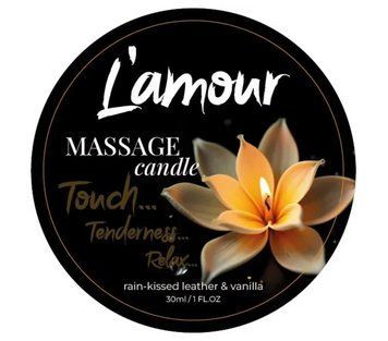 Масажна свічка з ароматом ванілі L'amour Rain-Kissed Leather and Vanilla, 30 мл. LM93340 фото