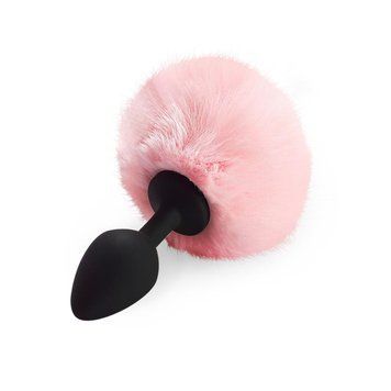 Силиконовая анальная пробка М Art of Sex - Silicone Bunny Tails Butt plug, цвет розовый, 8,5х3,5 см. SO6693 фото