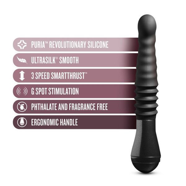 Вибратор пульсатор с толчками Temptasia by Blush - Lazarus Thrusting Dildo - Black, 25,4х3,8 см. SO8836 фото