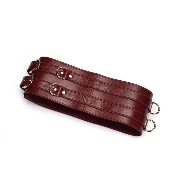 Шкіряний пояс для бондажу Liebe Seele Wine Red Waist Cuff, розмір L SO9462 фото