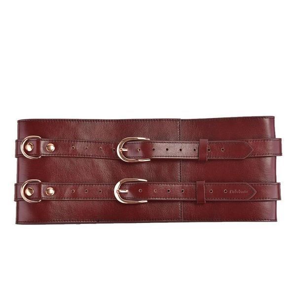 Шкіряний пояс для бондажу Liebe Seele Wine Red Waist Cuff, розмір L SO9462 фото