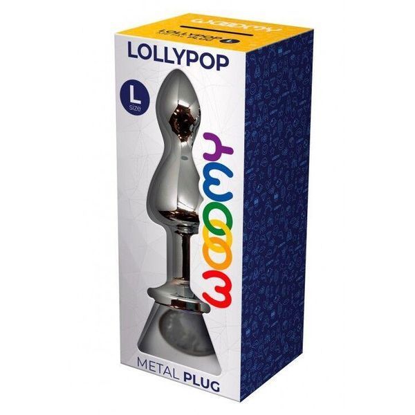 Металевий анальний затор Wooomy Lollypop Double Ball Metal Plug, розмір L, 10,5х3,5 см. SO7421 фото