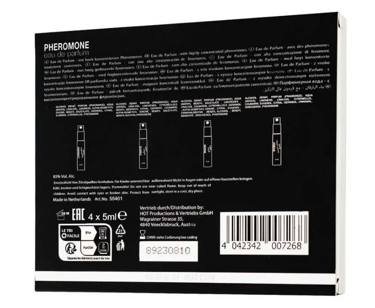 Набор парфюмов для мужчин с феромонами HOT LMTD Pheromone Perfume Мen, 4x5 мл. HOT55401 фото