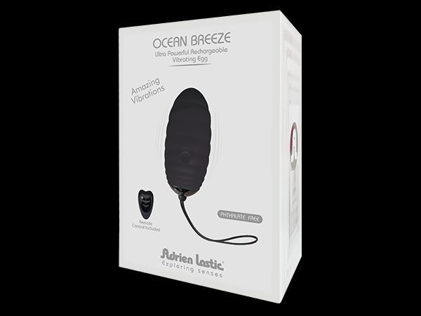 Віброяйцо з бездротовим пультом Adrien Lastic Ocean Breeze Black, 7,5х3,5 см. AD40739 фото