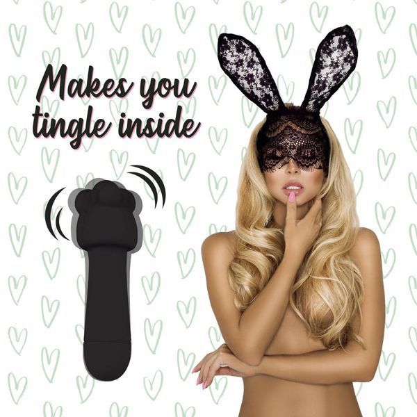 Мінівибратор із двома насадками FeelzToys Mister Bunny Black, 13,5х3,5 см. SO4438 фото