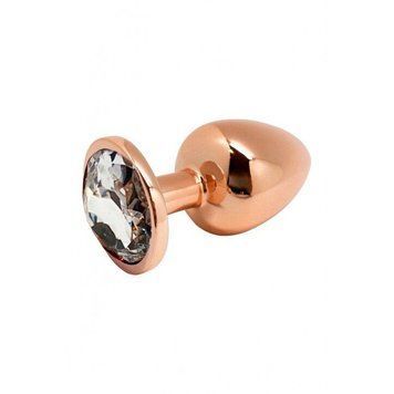 Металлическая анальная пробка Wooomy Tralalo Rose Gold Metal Plug, размер L, 9х4 см. SO7426 фото