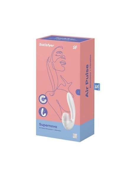 Вакуумный клиторальный стимулятор с вибрацией Satisfyer Supernova White, 2 положения ствола, 16х3,5 см. SO6109 фото