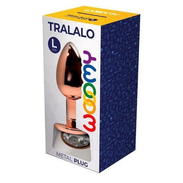 Металлическая анальная пробка Wooomy Tralalo Rose Gold Metal Plug, размер L, 9х4 см. SO7426 фото