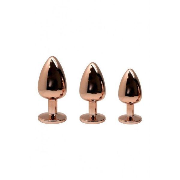 Металлическая анальная пробка Wooomy Tralalo Rose Gold Metal Plug, размер L, 9х4 см. SO7426 фото