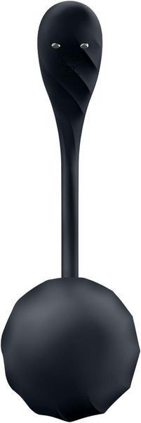 Смарт-віброяйце з пультом дистанційного керування Satisfyer Ribbed Petal Connect App Black, 23х3,9 см. SX1221 фото