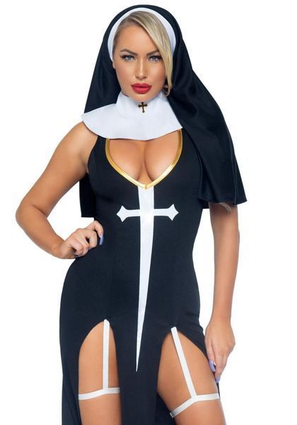 Костюм монашки-грішниці Leg Avenue Sultry Sinner, S, M, L, XL-2XL SO7995 фото