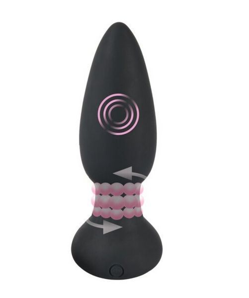 Анальна пробка з ротацією та пультом ДУ Black Velvets Remote Controlled Rotating & Vibrating Plug, 14,2 х4,1 см 61325964260000 фото