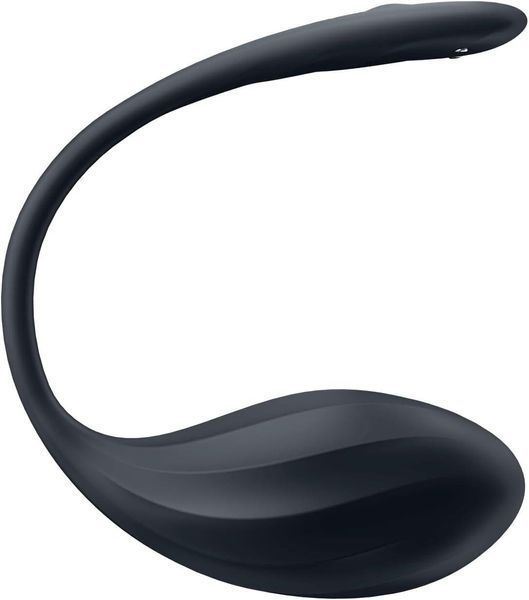 Смарт-віброяйце з пультом дистанційного керування Satisfyer Ribbed Petal Connect App Black, 23х3,9 см. SX1221 фото