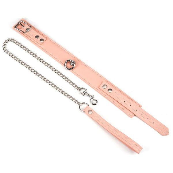 Ошейник с поводком Liebe Seele Dark Candy Pink Collar with Leash, поводок на карабине SX1659 фото