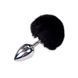Металевий анальний затор Кролячий хвостик Alive Fluffy Plug Black, розмір L, 9х4 см. SO6318 фото 1