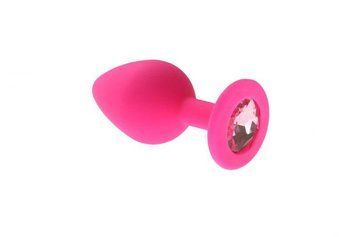 Анальна пробка, Pink Silicone Rose Topaz, М, 8,5х3,5 см 280238 фото