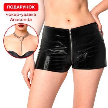 Шортики на молнии Art of Sex - Jarina, цвет черный с эффектом мокрого бархата, размер S, M, L, XL + подарок SX3940 фото