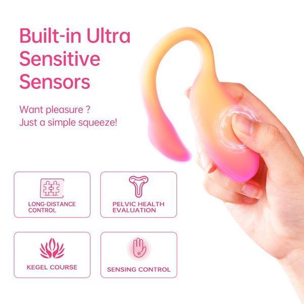 Смарт-віброяйце Magic Motion Flamingo Max Orange 2 в 1: віброяйце та тренажер Кегеля, 10 режимів, 11х3,2 см. SX2193 фото