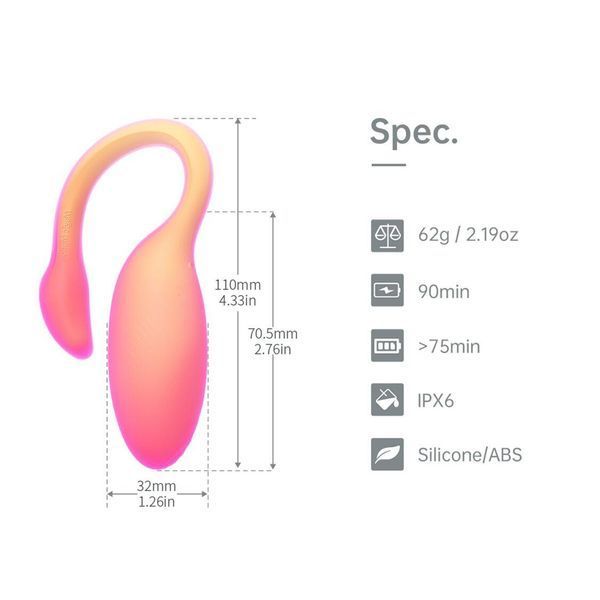 Смарт-віброяйце Magic Motion Flamingo Max Orange 2 в 1: віброяйце та тренажер Кегеля, 10 режимів, 11х3,2 см. SX2193 фото