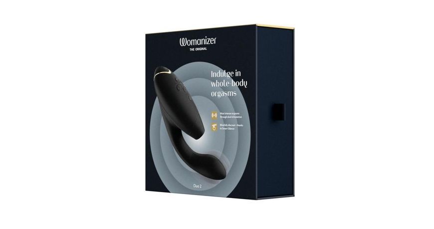 Двойной вакуумный клиторальный стимулятор с вибрацией Womanizer Duo 2 - Black, независимые моторы, 20,3х3,8 см SO8754 фото