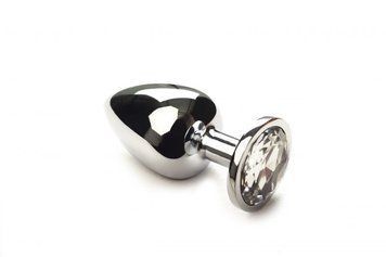 Анальна пробка з прозорим кристалом Swarovski Silver Diamond, розмір L 280931 фото
