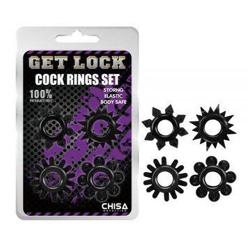 Набор эрекционных колец Cock Rings Set-black, 4 шт. 6610CN00143 фото