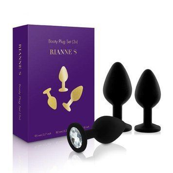 Набір анальних корків із кристалом Rianne S: Booty Plug Set Black SO3889 фото